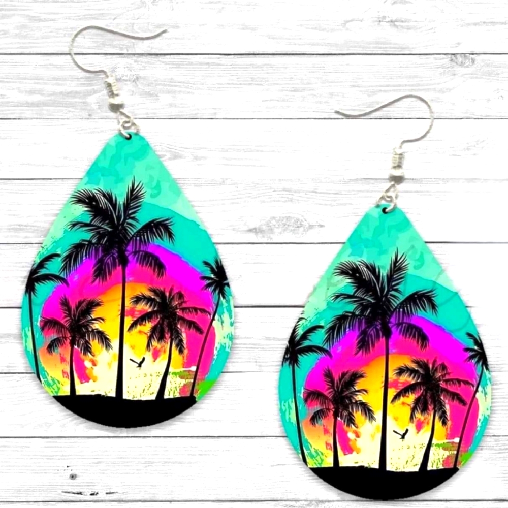 Wooden Palm Tree Earrings